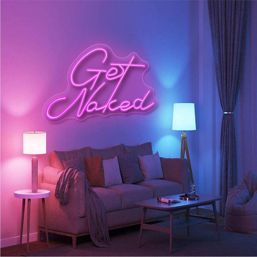 Trendy Get Naked Neon Pink Party Birthday Club Bathroom Wall Light Sexy Decor - Picture 7 of 8